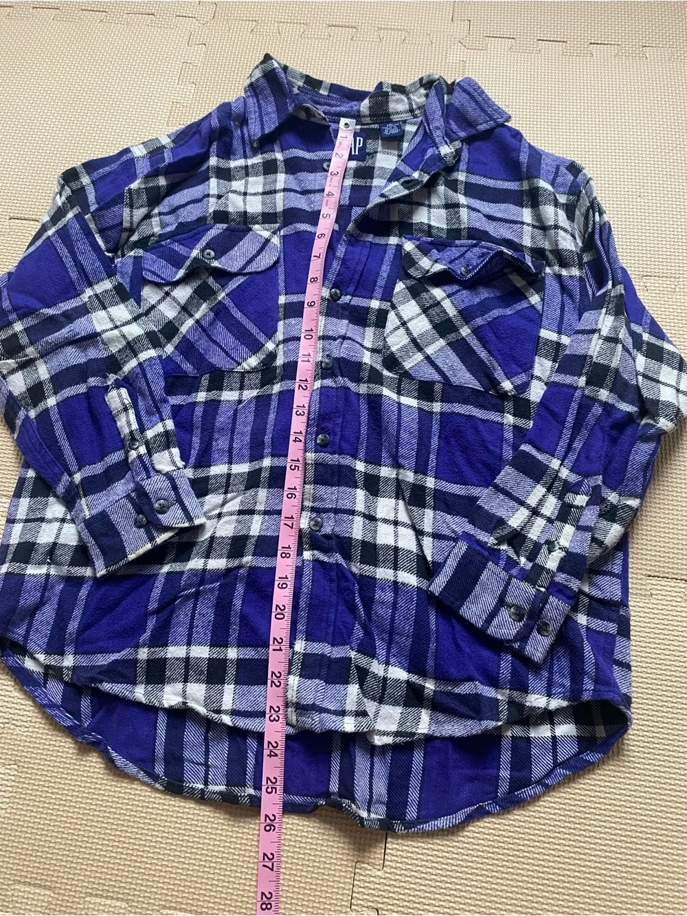 GAP Purple Plaid Button-Up Flannel Shirt Size XXL